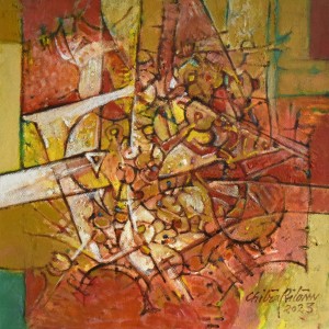 Chitra Pritam, Panchromatic Cosmos, 12 x 12 Inch, Oil on Canvas, Abstract Painting, AC-CP-252